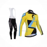 2014 Abbigliamento Ciclismo Scott Giallo Nero Manica Lunga e Salopette