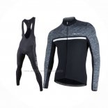 2017 Abbigliamento Ciclismo Nalini Nero Grigio Manica Lunga e Salopette