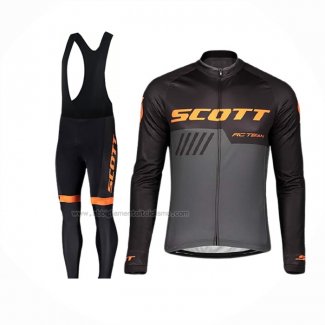 2019 Abbigliamento Ciclismo Scott Nero Grigio Manica Lunga e Salopette