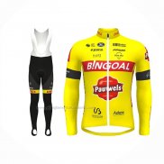 2022 Abbigliamento Ciclismo Bingoal WB Giallo Manica Lunga e Salopette