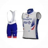 2022 Gilet Antivento Groupama-FDJ Bianco Blu e Salopette