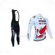 2023 Abbigliamento Ciclismo Jumbo Visma Rosso Bianco Manica Lunga e Salopette