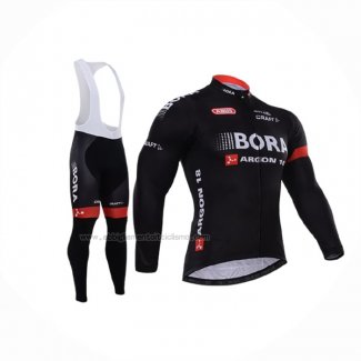 2015 Abbigliamento Ciclismo Bora Nero Manica Lunga e Salopette