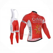 2015 Abbigliamento Ciclismo Cofidis Rosso Manica Lunga e Salopette