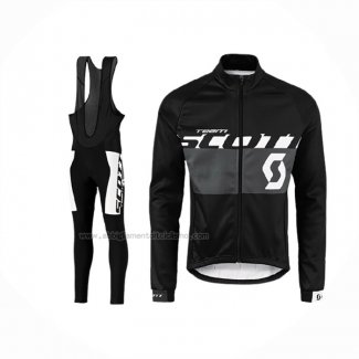 2016 Abbigliamento Ciclismo Scott Bianco Nero Manica Lunga e Salopette