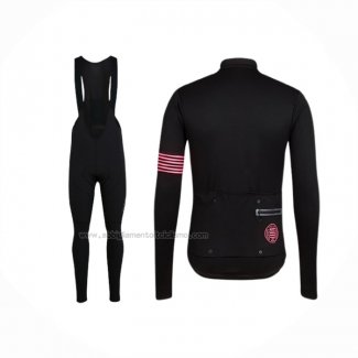 2019 Abbigliamento Ciclismo Rapha Nero Rosa Manica Lunga e Salopette