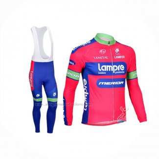 2012 Abbigliamento Ciclismo Lampre Merida Rosa Celeste Manica Lunga e Salopette