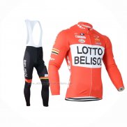 2014 Abbigliamento Ciclismo Lotto Belisol Arancione Manica Lunga e Salopette