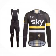 2016 Abbigliamento Ciclismo Sky Giallo Manica Lunga e Salopette