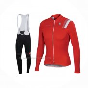 2016 Abbigliamento Ciclismo Sportful Bianco Rosso Manica Lunga e Salopette