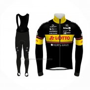 2021 Abbigliamento Ciclismo Lotto-Kern Haus Nero Giallo Manica Lunga e Salopette