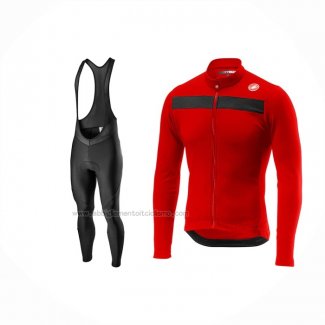 2024 Abbigliamento Ciclismo Castelli Rosso Manica Lunga e Salopette