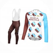 2016 Abbigliamento Ciclismo Ag2rla Bianco Marrone Manica Lunga e Salopette