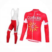 2016 Abbigliamento Ciclismo Cofidis Bianco Rosso Manica Lunga e Salopette