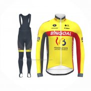 2020 Abbigliamento Ciclismo Wallonie Bruxelles Giallo Rosso Manica Lunga e Salopette