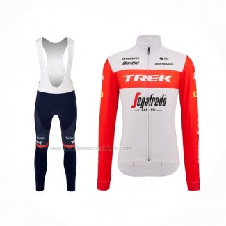 2023 Abbigliamento Ciclismo Trek Segafredo Arancione Bianco Manica Lunga e Salopette