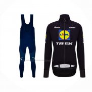 2024 Abbigliamento Ciclismo Lidl Trek Nero Blu Manica Lunga e Salopette