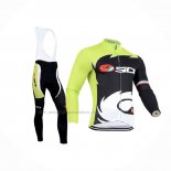 2014 Abbigliamento Ciclismo Castelli SIDI Nero Verde Manica Lunga e Salopette