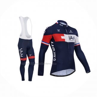 2015 Abbigliamento Ciclismo IAM Blu Manica Lunga e Salopette