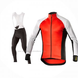 2017 Abbigliamento Ciclismo Mavic Bianco Arancione Manica Lunga e Salopette