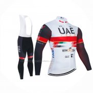 2021 Abbigliamento Ciclismo UAE Bianco Manica Lunga e Salopette