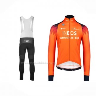 2023 Abbigliamento Ciclismo Ineos Grenadiers Arancione Manica Lunga e Salopette