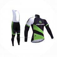 2017 Abbigliamento Ciclismo Merida Nero Verde Manica Lunga e Salopette