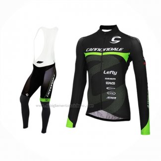 2016 Abbigliamento Ciclismo Cannondale Ml Nero Verde Manica Lunga e Salopette