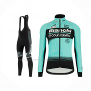 2018 Abbigliamento Ciclismo Bianchi Blu Manica Lunga e Salopette