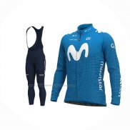 2020 Abbigliamento Ciclismo Movistar Blu Manica Lunga e Salopette