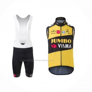 2021 Gilet Antivento Jumbo Visma Giallo Nero e Salopette