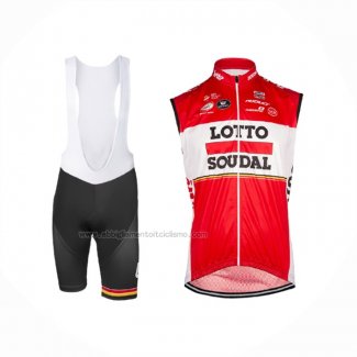 2017 Gilet Antivento Lotto Soudal Rosso e Salopette