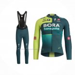 2024 Abbigliamento Ciclismo Bora-Hansgrone Scuro Verde Manica Lunga e Salopette