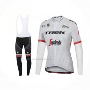 2017 Abbigliamento Ciclismo Trek Segafredo Bianco Manica Lunga e Salopette