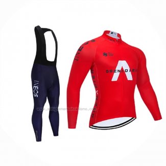 2021 Abbigliamento Ciclismo INEOS Grenadiers Rosso Manica Lunga e Salopette