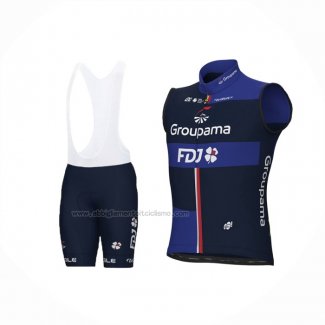 2024 Gilet Antivento Groupama-FDJ Bianco Blu e Salopette