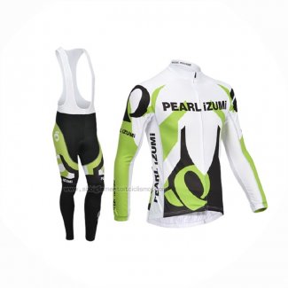 2013 Abbigliamento Ciclismo Pearl Izumi Bianco Verde Manica Lunga e Salopette