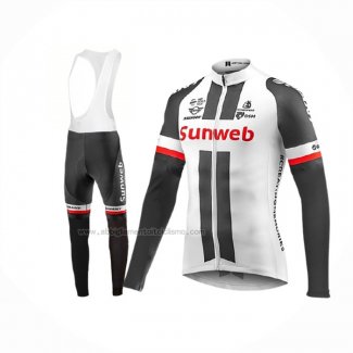 2017 Abbigliamento Ciclismo Sunweb Bianco Manica Lunga e Salopette