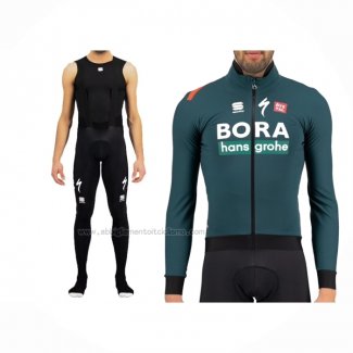 2021 Abbigliamento Ciclismo Bora-Hansgrone Verde Manica Lunga e Salopette