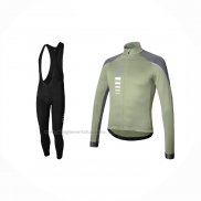 2021 Abbigliamento Ciclismo RH+ Grigio Verde Manica Lunga e Salopette(2)