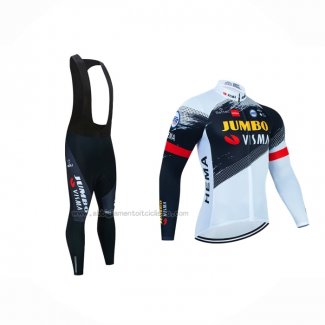 2023 Abbigliamento Ciclismo Jumbo Visma Nero Bianco Manica Lunga e Salopette