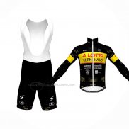 2023 Abbigliamento Ciclismo Lotto-Kern Haus Nero Giallo Manica Lunga e Salopette