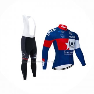 2020 Abbigliamento Ciclismo IAM Bianco Rosso Blu Manica Lunga e Salopette