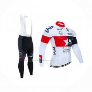 2020 Abbigliamento Ciclismo IAM Bianco Rosso Nero Manica Lunga e Salopette