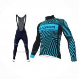 2021 Abbigliamento Ciclismo Bjorka Blu Manica Lunga e Salopette