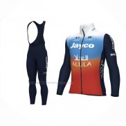 2024 Abbigliamento Ciclismo Jayco AlUla Blu Arancione Manica Lunga e Salopette