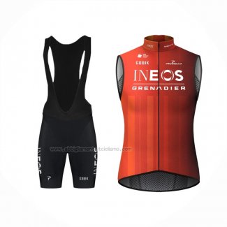 2024 Gilet Antivento Ineos Grenadiers Rosso Nero e Salopette