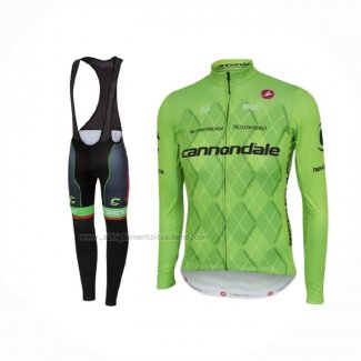 2016 Abbigliamento Ciclismo Cannondale Nero Verde Manica Lunga e Salopette