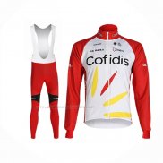 2020 Abbigliamento Ciclismo Cofidis Bianco Rosso Manica Lunga e Salopette