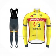 2021 Abbigliamento Ciclismo Wallonie Bruxelles Giallo Manica Lunga e Salopette